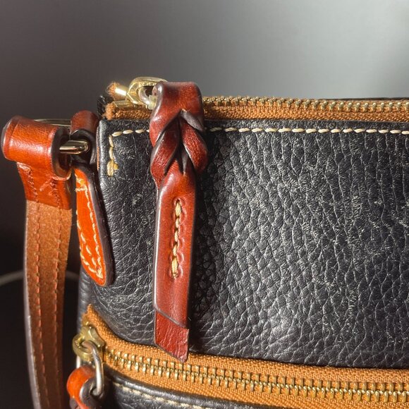 Dooney & Bourke Pebble Leather Satchel Black & Brown Trim - Picture 6 of 10